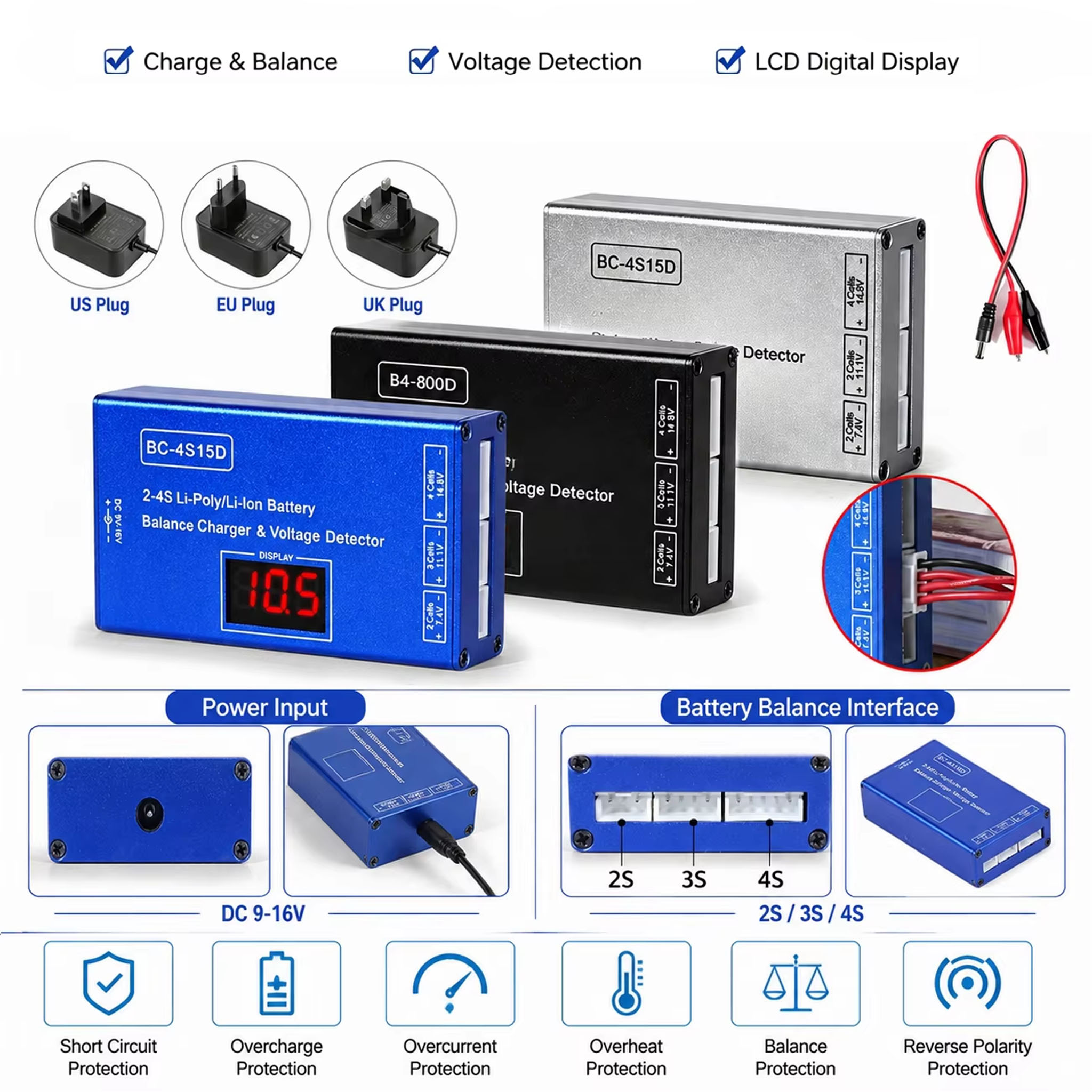 BC-4S15D 2-4S Зарядное устройс – обзор и цена Drone Battery Voltage Checker